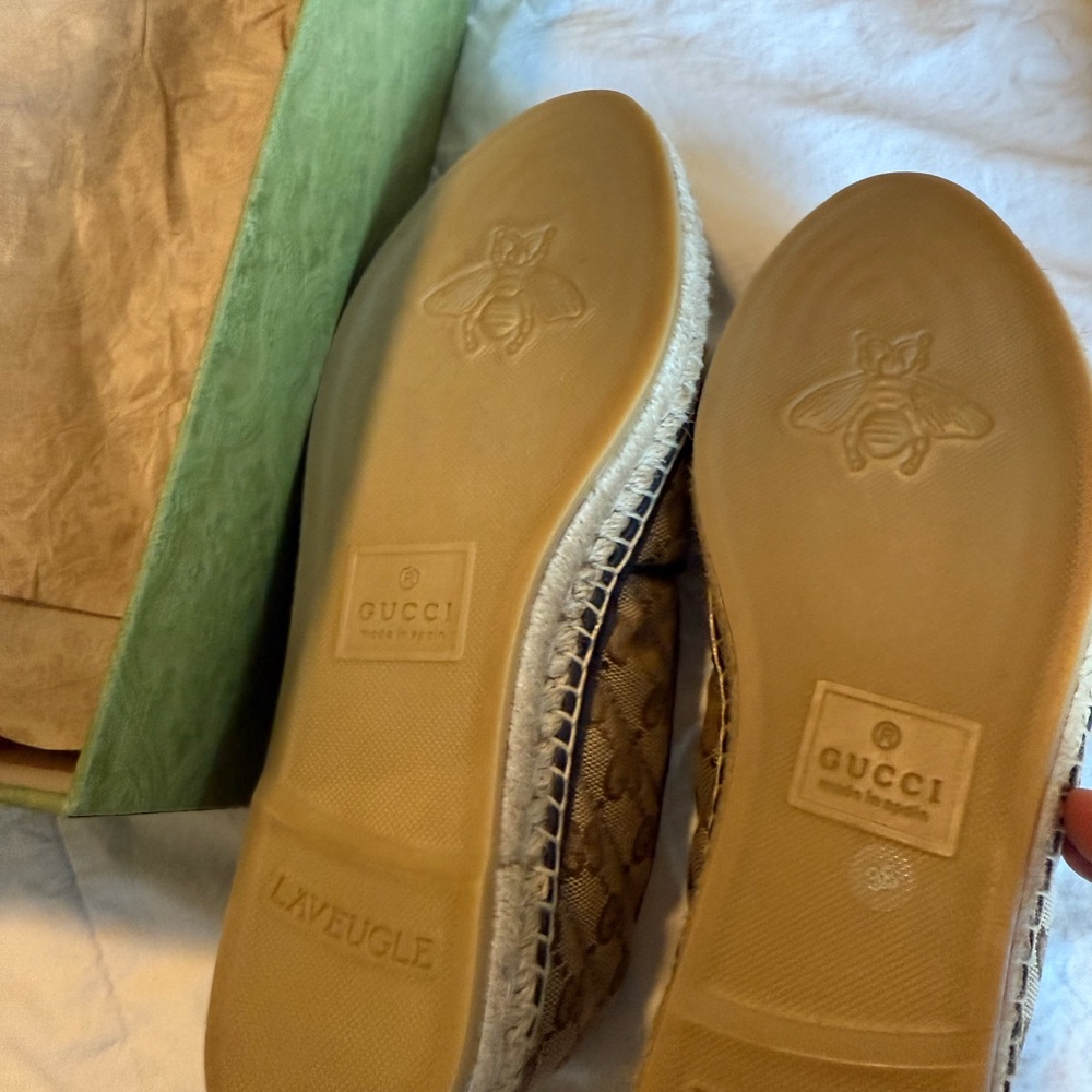 Gucci Tan Espadrille Flats